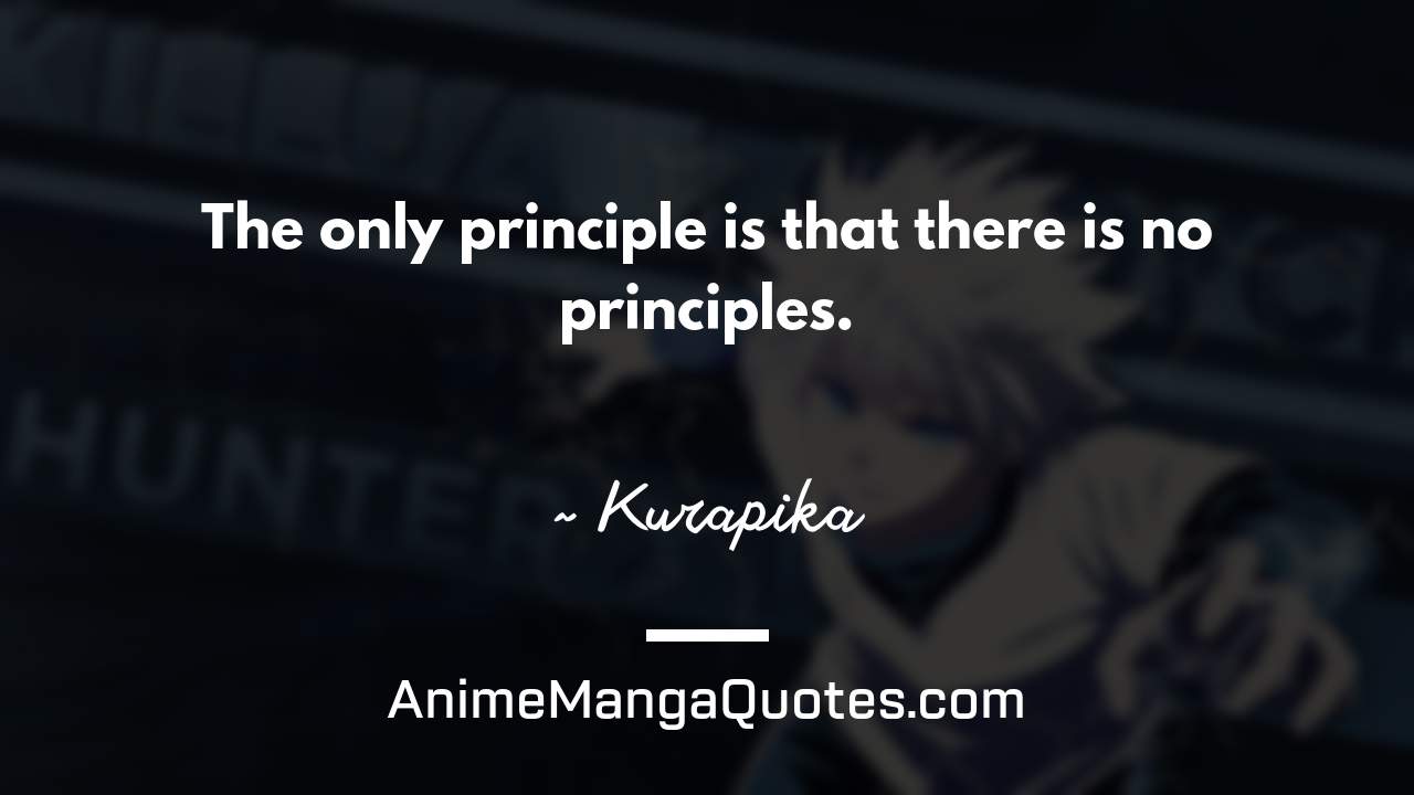 The only principle is that there is no principles. ~ Kurapika - AnimeMangaQuotes.com
